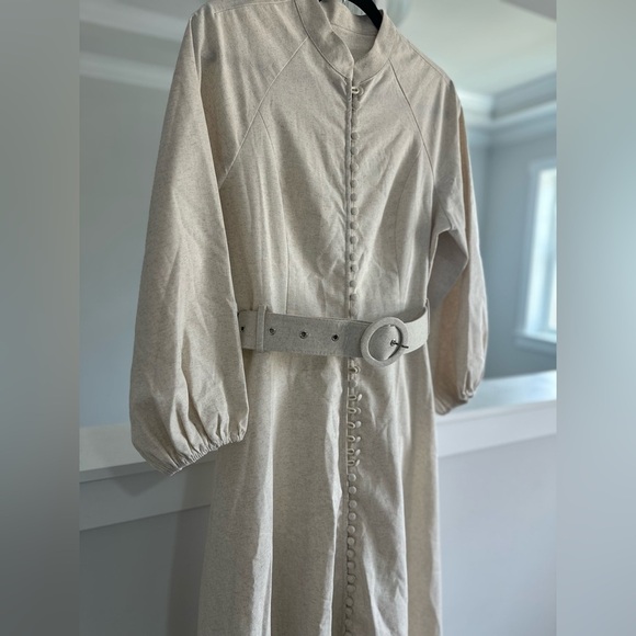 Commense Cream Linen Blend Belted Dress - Picture 5 of 10